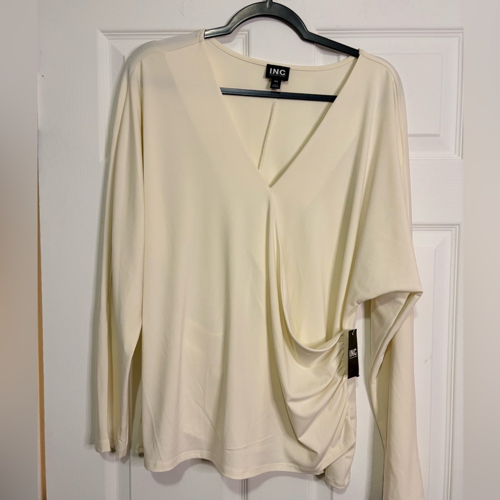 INC International Concepts Women's Elegant Cream Blouse